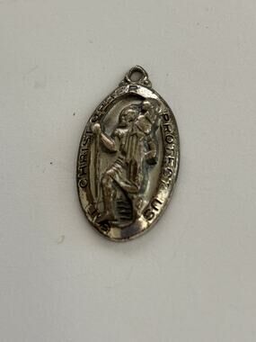 Vintage Sterling Silver St. Christopher Religious Pendant